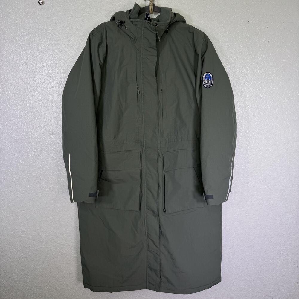Lands End Squall Coat Womens XL Long Parka Jacket Green Insulated Winter Warm